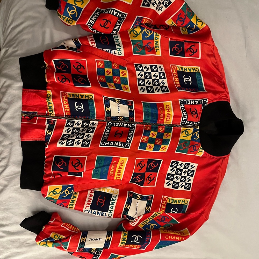 Faux 100% silk vintage bomber